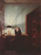 Georg Friedrich Kersting, Man Reading by Lamplight (mk22)